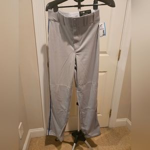 Mens Baseball Pants Grey With Royal Piping